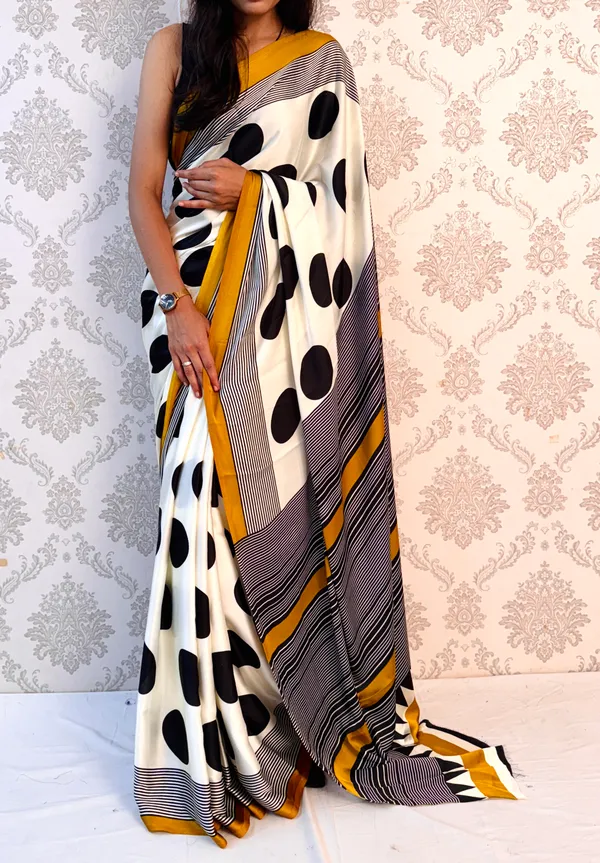 Yellow_Satin_Silk_Classic_Polka_Elegance_Saree_For_Women