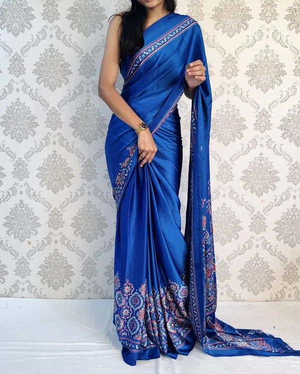 Blue_Printed__Paisley_Bollywood_Satin_Saree_For_Women