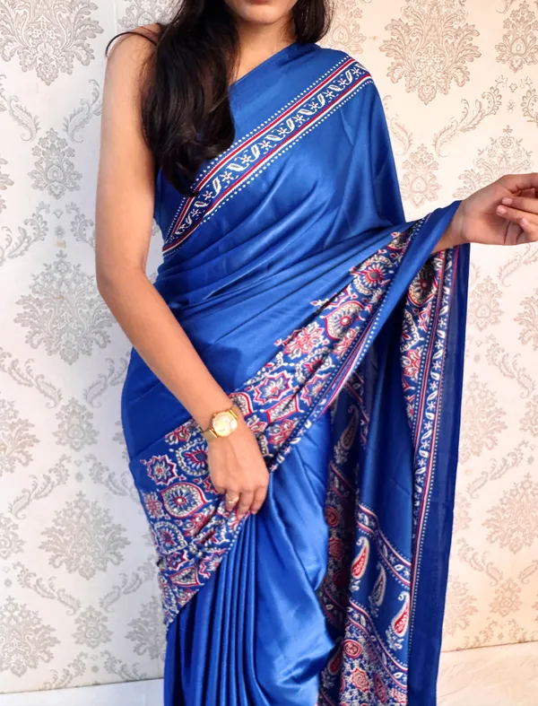 Blue_Printed__Paisley_Bollywood_Satin_Saree_For_Women