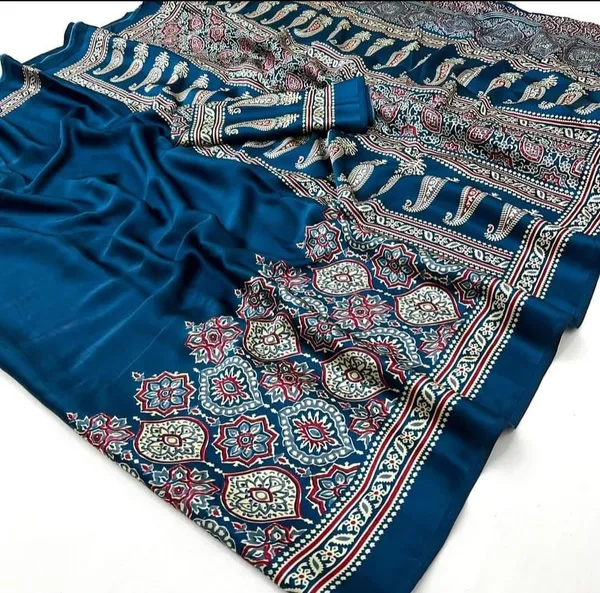 Dark_Blue_And_Black_Sanjana_Silks_Printed_Daily_Wear_Crepe_Saree_For_Women