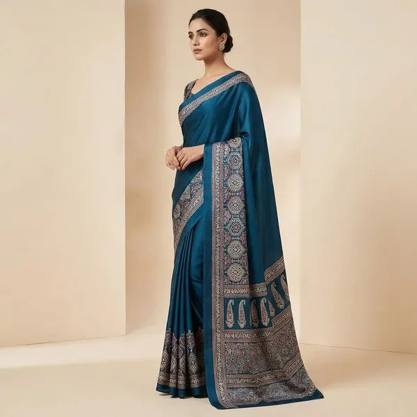 Dark_Blue_And_Black_Sanjana_Silks_Printed_Daily_Wear_Crepe_Saree_For_Women