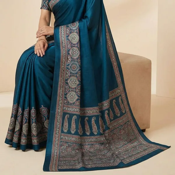 Dark_Blue_And_Black_Sanjana_Silks_Printed_Daily_Wear_Crepe_Saree_For_Women