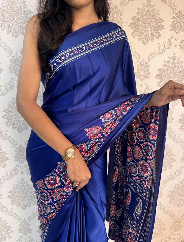 Nevy_Blue_Printed__Paisley_Bollywood_Satin_Saree_For_Women