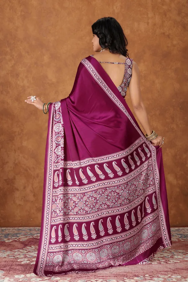 Wine_Printed_Bollywood_Crepe_Saree_For_Women