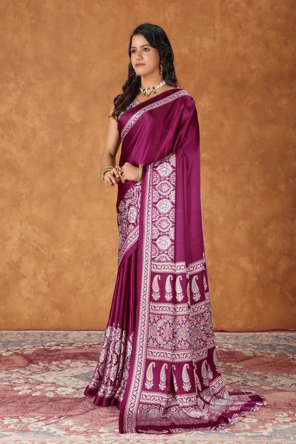 Wine_Printed_Bollywood_Crepe_Saree_For_Women