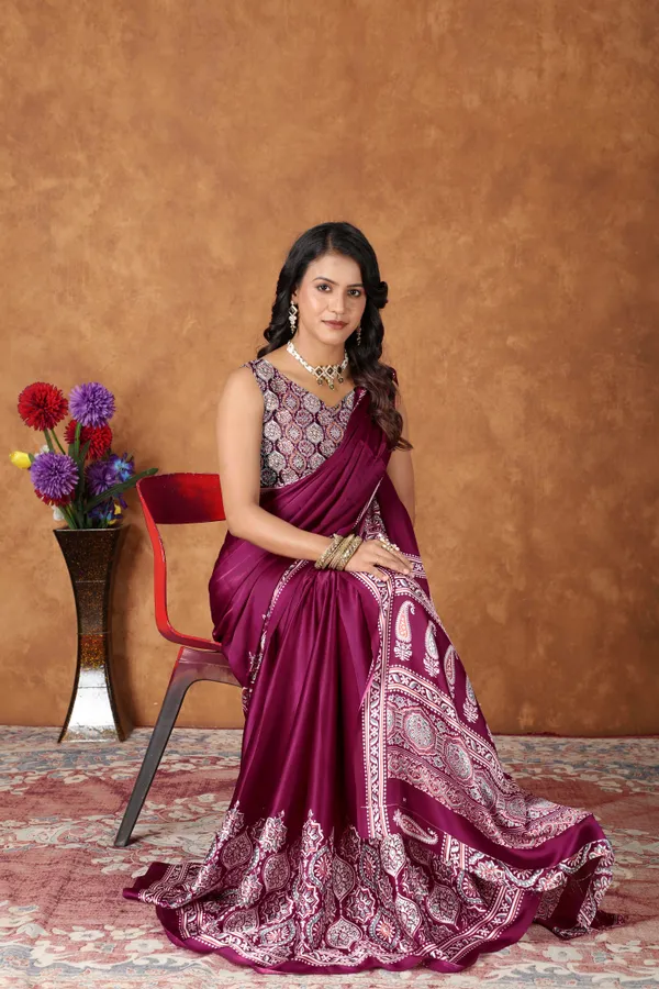 Wine_Printed_Bollywood_Crepe_Saree_For_Women