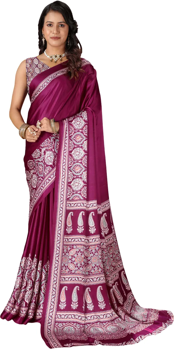 Wine_Printed_Bollywood_Crepe_Saree_For_Women