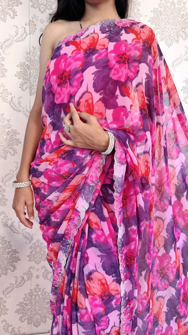 Pink_Floral_Print_Bollywood_Georgette_Saree_For_Women