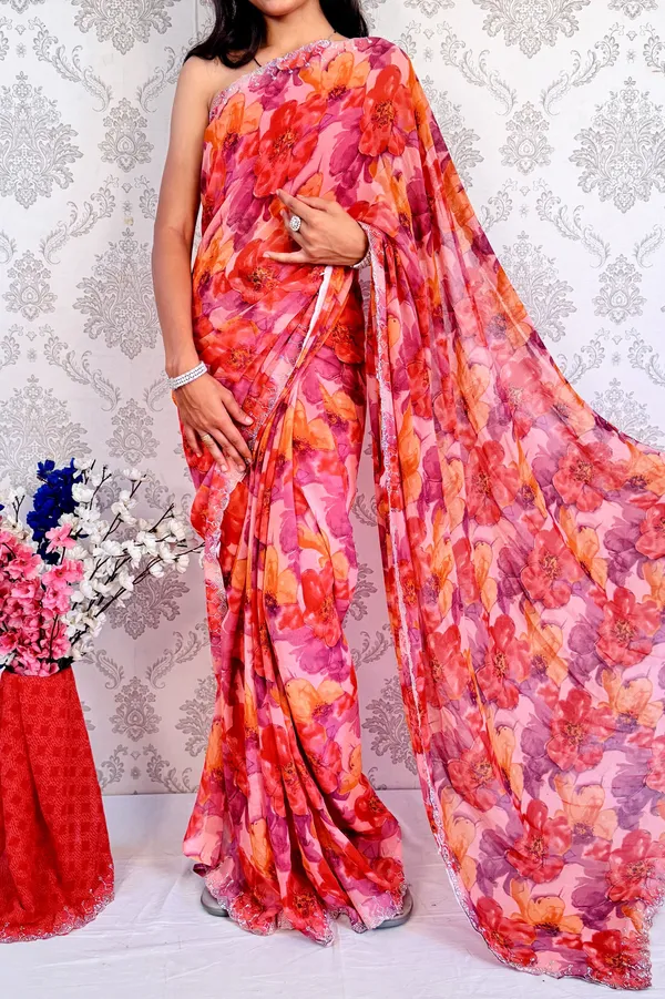 Red_Floral_Print_Bollywood_Georgette_Saree_For_Women