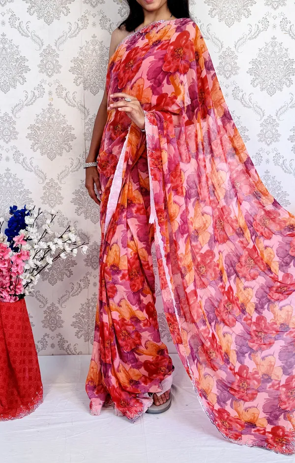Red_Floral_Print_Bollywood_Georgette_Saree_For_Women