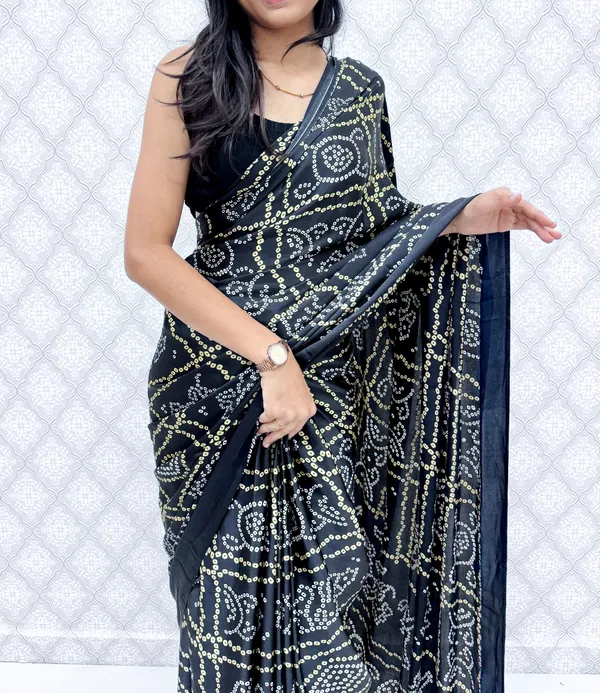 Black_Satin_Silk_Bandhani_Regal_Saree_For_Women