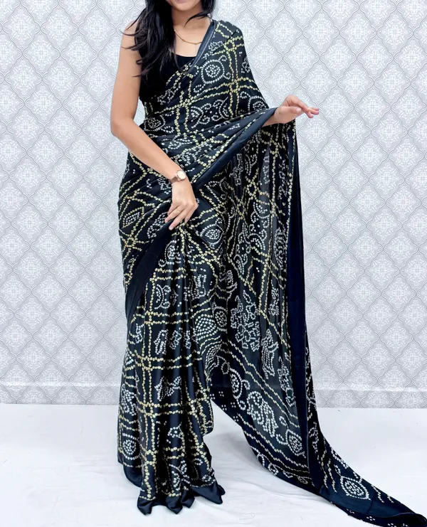 Black_Satin_Silk_Bandhani_Regal_Saree_For_Women