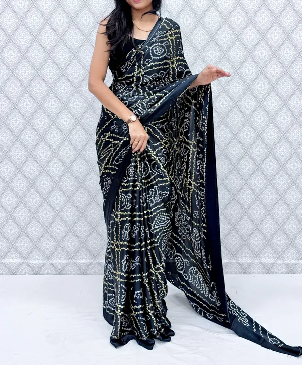 Black_Satin_Silk_Bandhani_Regal_Saree_For_Women