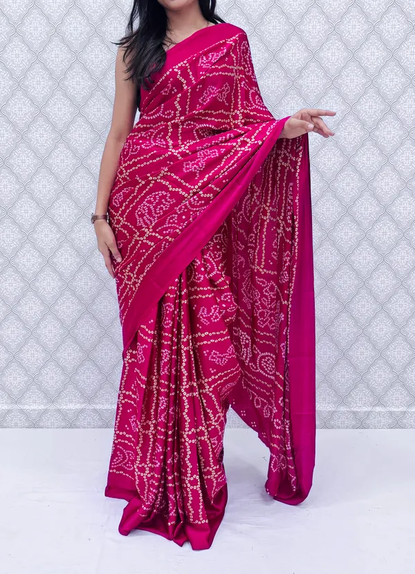 Pink_Satin_Silk_Bandhani_Regal_Saree_For_Women