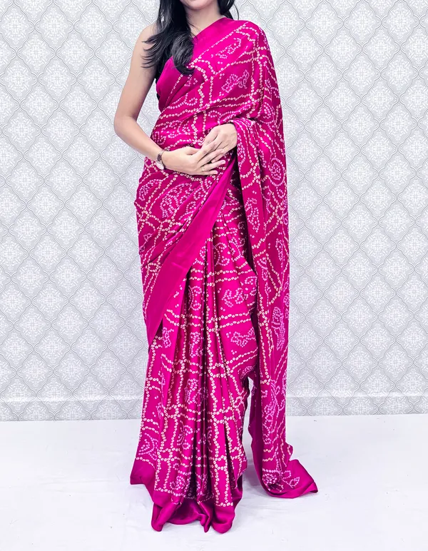 Pink_Satin_Silk_Bandhani_Regal_Saree_For_Women