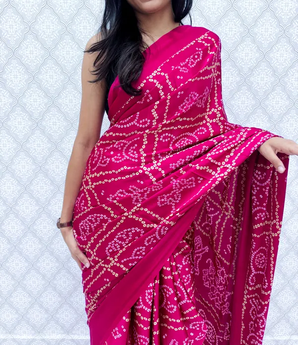 Pink_Satin_Silk_Bandhani_Regal_Saree_For_Women