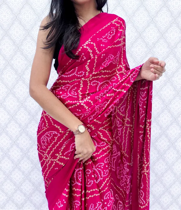 Pink_Satin_Silk_Bandhani_Regal_Saree_For_Women