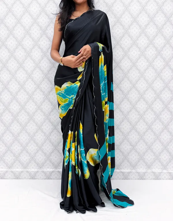 Green_Satin_Silk_Floral_Sarees_For_Women
