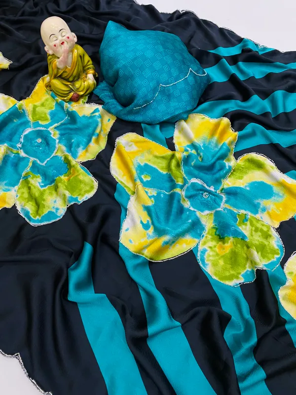Green_Satin_Silk_Floral_Sarees_For_Women