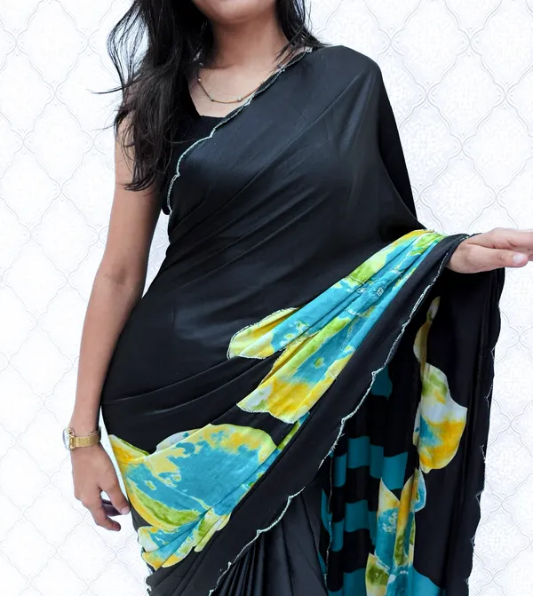 Green_Satin_Silk_Floral_Sarees_For_Women