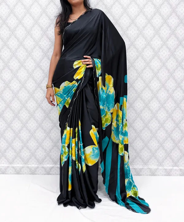 Green_Satin_Silk_Floral_Sarees_For_Women