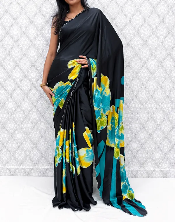 Green_Satin_Silk_Floral_Sarees_For_Women