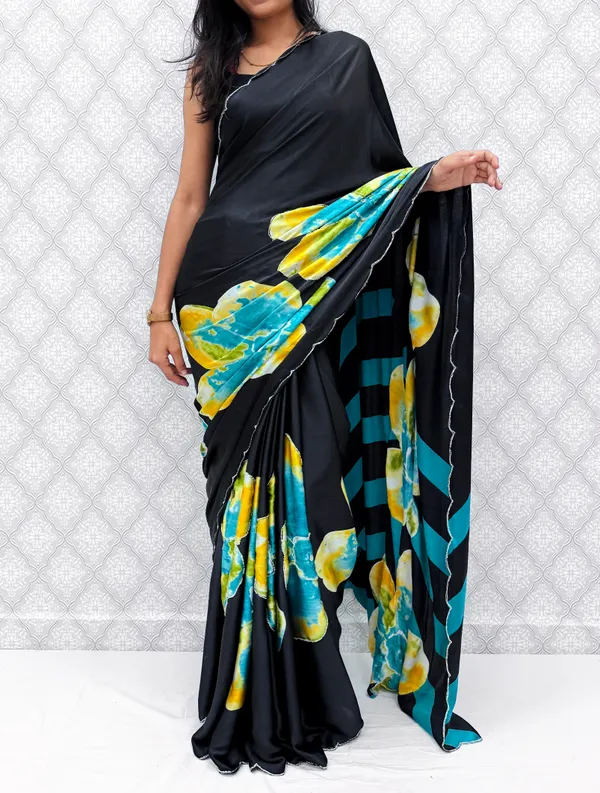 Green_Satin_Silk_Floral_Sarees_For_Women