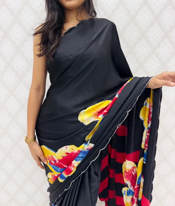 Red_Satin_Silk_Floral_Sarees_For_Women