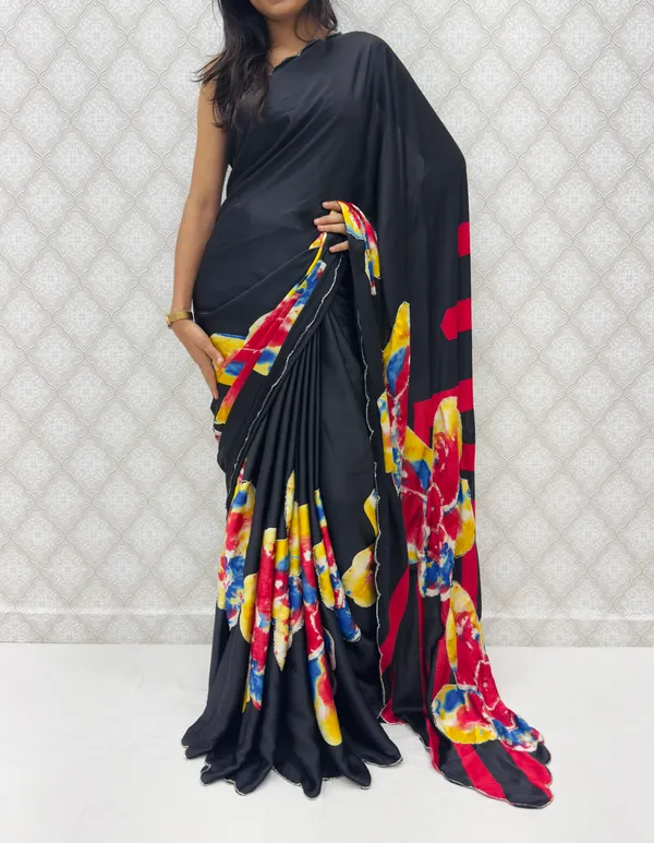 Red_Satin_Silk_Floral_Sarees_For_Women