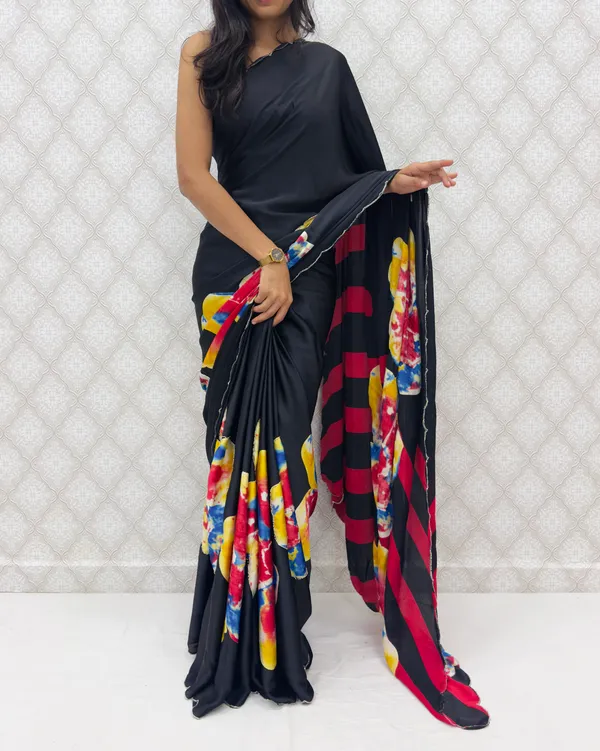 Red_Satin_Silk_Floral_Sarees_For_Women