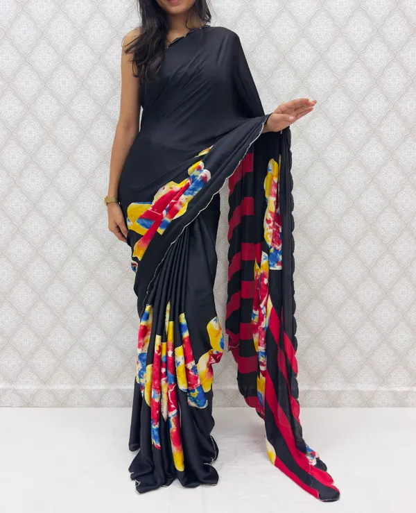 Red_Satin_Silk_Floral_Sarees_For_Women
