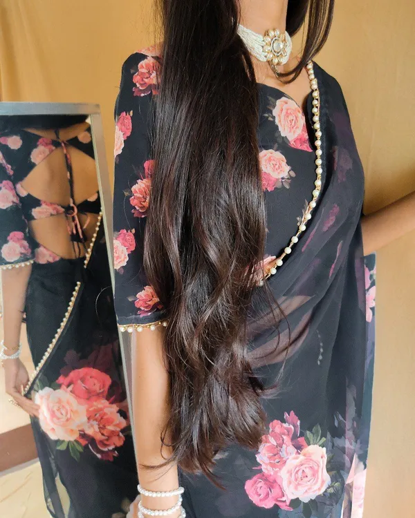 Black_Floral_Print_Bollywood_Georgette_Saree_For_Women
