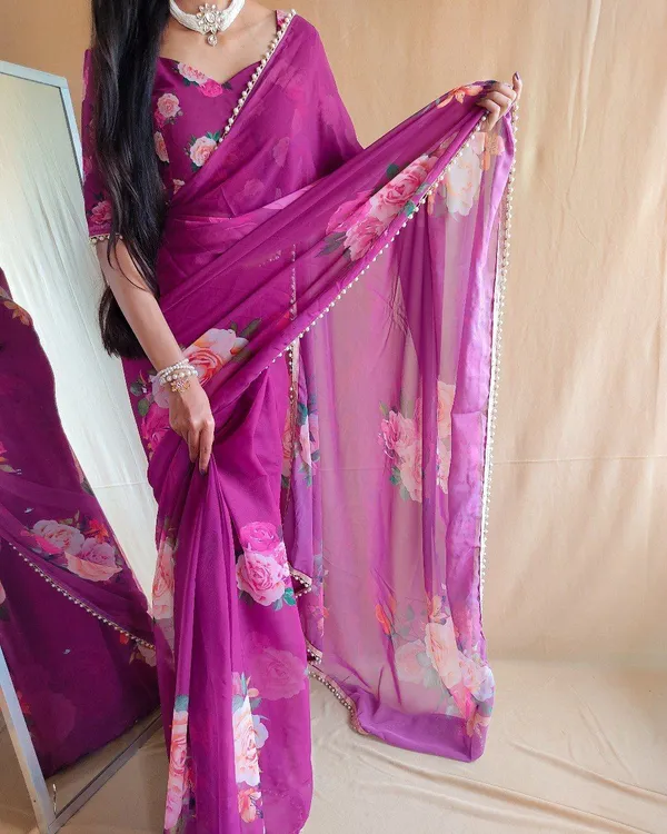 Purple_Floral_Print_Bollywood_Georgette_Saree_For_Women
