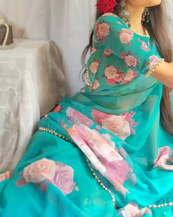 Rama_Floral_Print_Bollywood_Georgette_Saree_For_Women