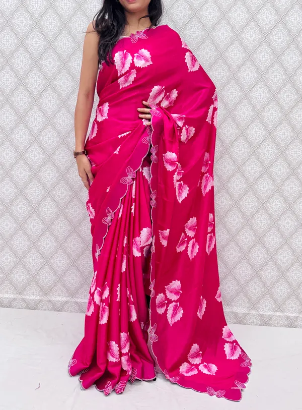 Pink_Chinon_Silk_Elegant_Floral_Prints_Saree_For_Women