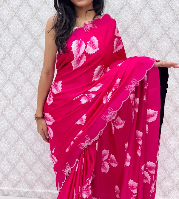 Pink_Chinon_Silk_Elegant_Floral_Prints_Saree_For_Women