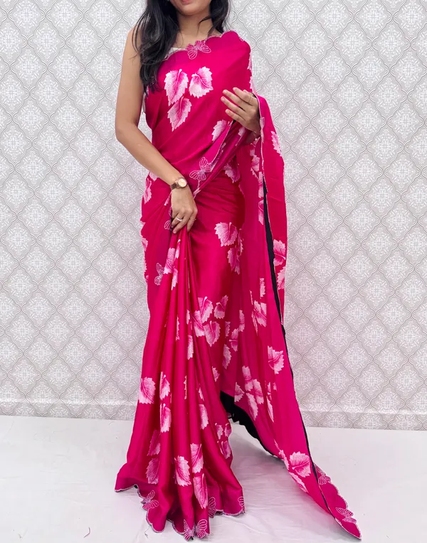 Pink_Chinon_Silk_Elegant_Floral_Prints_Saree_For_Women