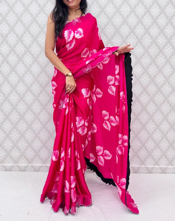 Pink_Chinon_Silk_Elegant_Floral_Prints_Saree_For_Women