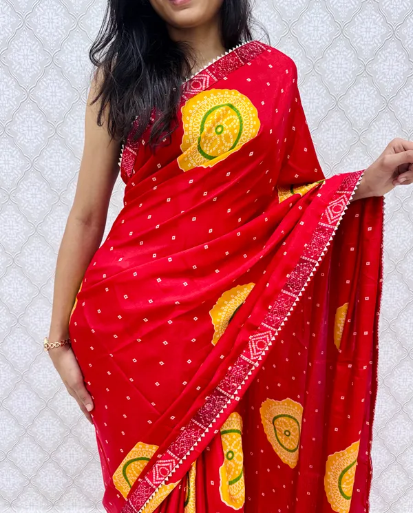 Red_Chinon_Silk_Traditional_Bandhani_Inspired_Prints_Saree_For_Women