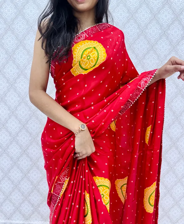 Red_Chinon_Silk_Traditional_Bandhani_Inspired_Prints_Saree_For_Women