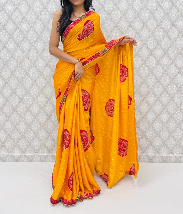 Yellow_Chinon_Silk_Traditional_Bandhani_Inspired_Prints_Saree_For_Women