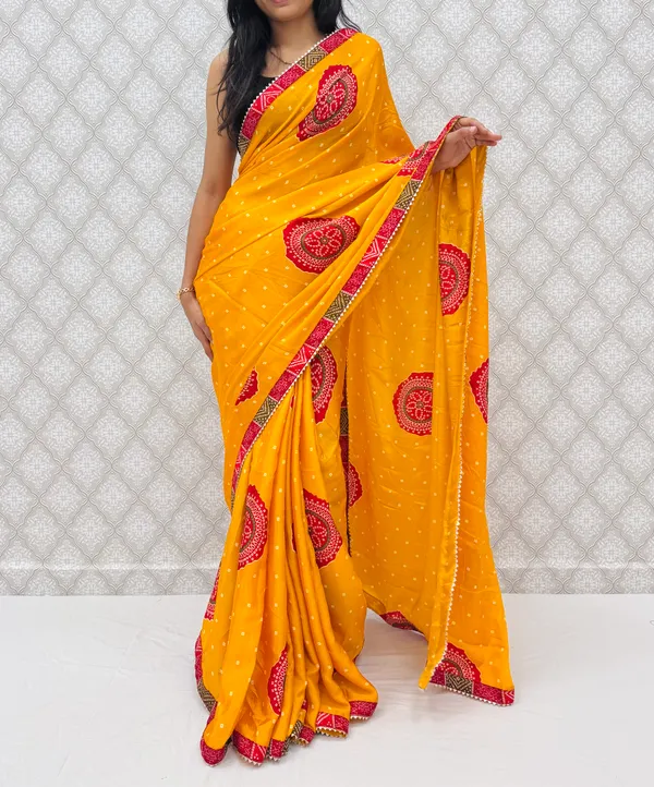 Yellow_Chinon_Silk_Traditional_Bandhani_Inspired_Prints_Saree_For_Women
