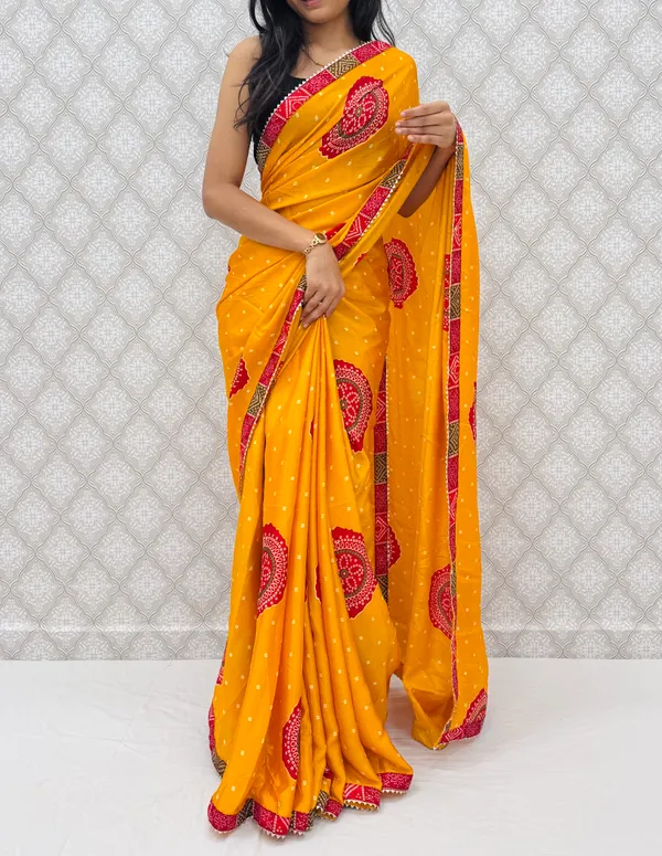 Yellow_Chinon_Silk_Traditional_Bandhani_Inspired_Prints_Saree_For_Women