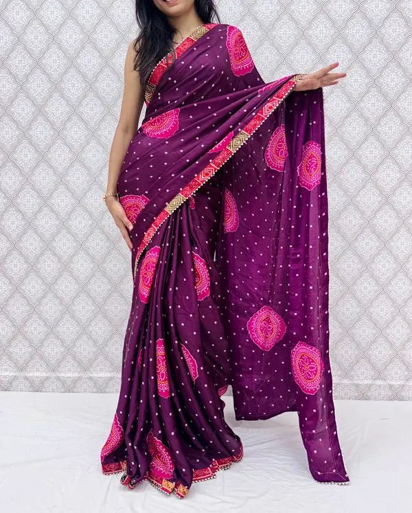 Wine_Chinon_Silk_Traditional_Bandhani_Inspired_Prints_Saree_For_Women