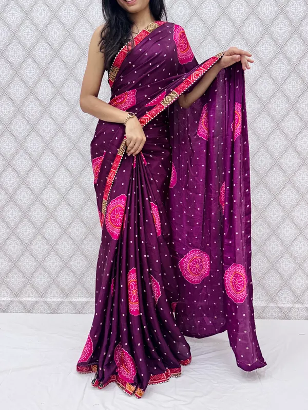 Wine_Chinon_Silk_Traditional_Bandhani_Inspired_Prints_Saree_For_Women