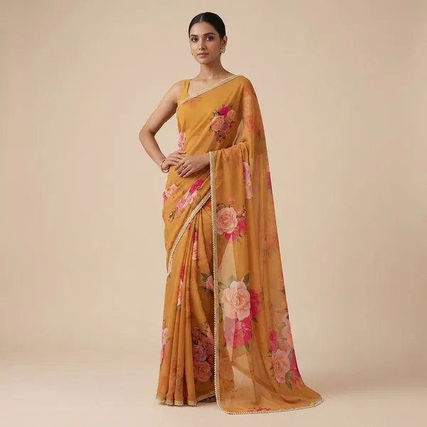 Brown_Digital_Print_Bollywood_Georgette_Saree_For_Women