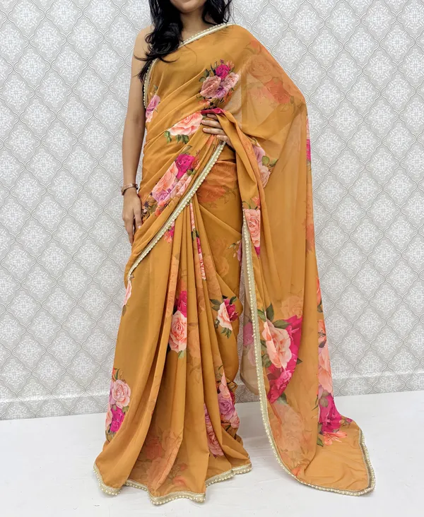 Brown_Digital_Print_Bollywood_Georgette_Saree_For_Women