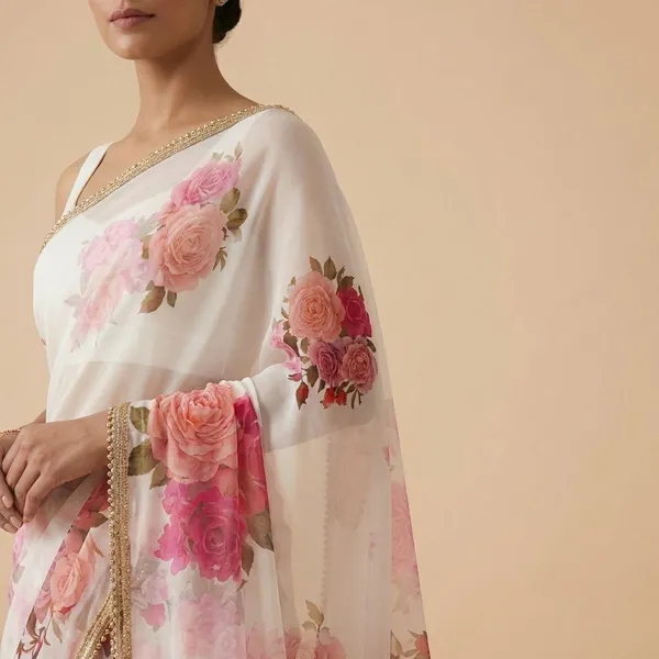 White_Digital_Print_Bollywood_Georgette_Saree_For_Women