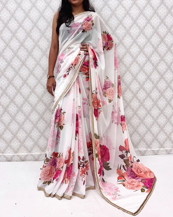 White_Digital_Print_Bollywood_Georgette_Saree_For_Women