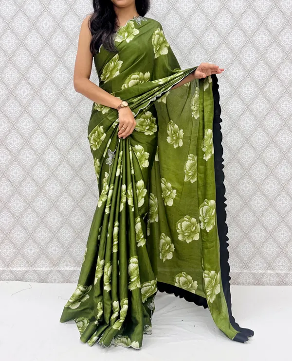 Mehendi_Chinon_Silk_Elegant_Floral_Prints_Saree_For_Women